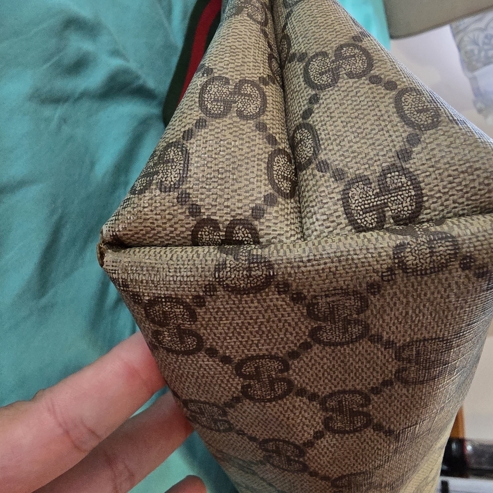 Gucci Monogram Tote Bag with Sherry Line Red and Green Straps - Picture 8 of 14